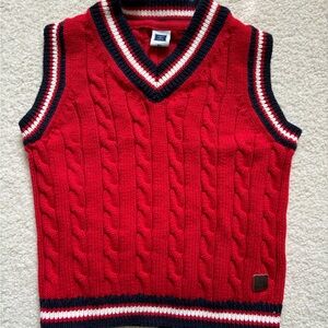Janie and Jack Red, White, and Blue Cable Knit Sweater Vest Size 2T